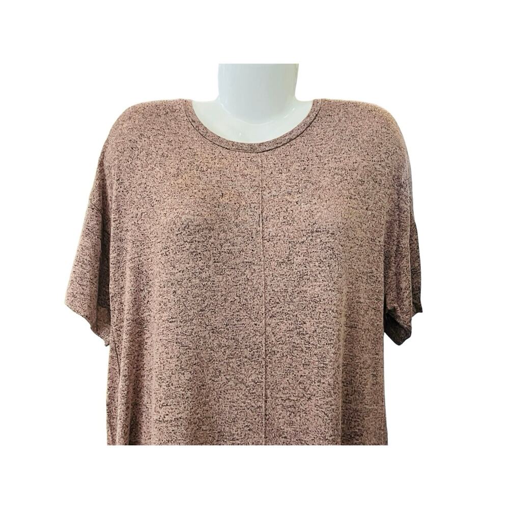 Primark Women's Blush/Gray Supersoft Long Line Short Slv Top | Size L (US10/12) - Picture 3 of 9
